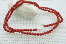Бесплатная доставка 3 мм круглое подлинное красное Коралловое 16 "17" ожерелье 925 пробы 2024 - купить недорого