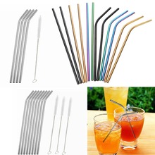4/6/8pcs  Reusable Metal Straws Reusable Drinking Stainless Steel Straws with Cleaner Brush Kits for Mugs Party Bar Accessories 2024 - buy cheap