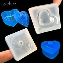 Caja de almacenamiento Lychee Life con forma de corazón, 2 unidades, molde de silicona líquida, DIY, resina, molde para joyería 2024 - compra barato