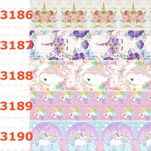 10yards -different sizes -cute Unicorn cartoon pattern printed Grosgrain ribbon 2024 - buy cheap