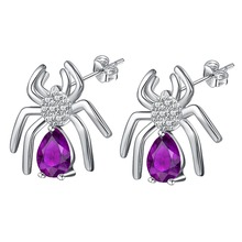 cute spider purple zircon high quality free shipping Silver Earrings for women fashion jewelry earrings /LQDTWHIB AKGPTIVQ 2024 - buy cheap