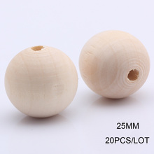 OlingArt 25MM 20pcs/lot Natural Wooden Round beads children's toys Gift  DIY crafts decor Accessories jewelry Making 2024 - buy cheap