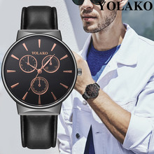 YOLAKO Men's Casual Quartz Leather Band Newv Strap Watch Analog Wrist Watches pagani design dress luxury women stainless steel 2024 - buy cheap