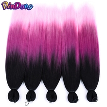Dindong trança de cabelo sintético grande, extensão de cabelo pré-esticada, cores roxo, rosa e azul, 2024 - compre barato