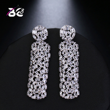 Be 8 New Fashion AAA Cubic Zirconia Baguette Shape Dangle Earrings Bridal Wedding Jewelry for Women Gifts E504 2024 - buy cheap