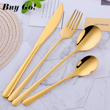 24pcs/lot 304 Stainless Steel Dinnerware Set Korean Style Luxury Portable Gold Cutlery Set Top Knifes Tablespoons Forks for Food 2024 - buy cheap