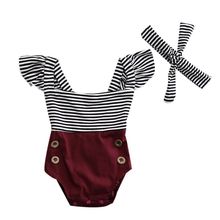 2017 Summer Newborn Baby Girl Clothes Striped Romper Baby Bodysuit+Headband 2PCS Outfits Sunsuit Children Clothes 2024 - buy cheap