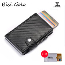 BISI GORO Slim Card Holder Carbon Fiber PU Leather Card Wallet RFID Blocking Men and Women Card Holder for Travel Wholesale 2024 - buy cheap