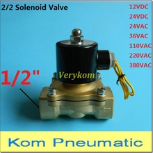Válvula solenoide elétrica de 2 posições, 100%, 1/2, bronze, 2 entradas, 2 entradas, para óleo e ar livre, 2 w 1/2-15, 12v, 24v, dc, 110v, 220v, ac 2/2 nc 2024 - compre barato