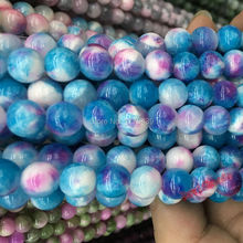 Cuentas de moda para la fabricación de joyas, cuentas naturales de 6, 8, 10 y 12mm, de Color blanco, azul y púrpura, de 15,5 ", envío gratis 2024 - compra barato