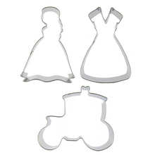 Princess, Dress, Flower car shape 3 piece biscuit cutting molds,  baking tools, cake decorating soft candy tools. 2024 - buy cheap