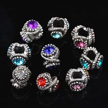30Pcs Antique Tibetan Silver European Big Hole Rhinestone Beads Fit Jewelry Making Charms Diy Bracelets Finding 2024 - buy cheap