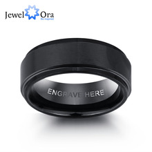 Personalized Engrave Tungsten Steel Ring Fashion Jewelry Black Men Rings For Party Gift for Husbands(JewelOra RI101913) 2024 - buy cheap
