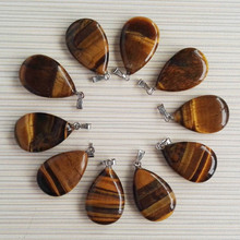 wholesale 50PCS/lot natural tiger eye stone pendants  Charms water drop pendant fit Necklaces jewelry making Free shipping 2024 - buy cheap