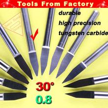 10pcs Degree 0.8mm Carbide PCB CNC Engraving Machine Router V Bits 30 HUHAO # J3.3008 2024 - buy cheap