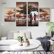 Unframed 4 Panels Large African Landscape Picture Wall Art Handmade Modern Landscape Oil Painting On Canvas Gift Decor TH080 2024 - buy cheap