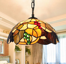 Pastoral grape American   12 inch Tiffany pendant light bedroom balcony glass corridor retro hanging lamps 2024 - buy cheap