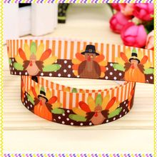 DHK 7/8'' 5yards turkey thanksgiving printed grosgrain ribbon headwear hair bow diy party decoration OEM Wholesale 22mm C1012 2024 - buy cheap