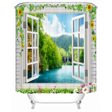 3D Fabric Shower Curtain with Window Scenery Waterproof Polyester Bathroom Curtain for Decor Modern Home Accessory 2024 - buy cheap