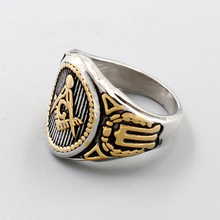 Jewelry Men Ring Gold College Style Look Freemason Ring Stainless Steel Rings with Masonic symbol Fashion jewelry  masonic rings 2024 - buy cheap
