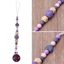 Silicone Purple Bead Pacifier Clip Soother Holder Baby Bibs Clip Toddler Dummy Chain Nipple Clips Infant Shower Gift P31B 2024 - buy cheap