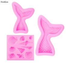 3 pçs quente sereia cauda fondant bolo molde de silicone biscoitos moldes de chocolate biscoitos doces molde de cozimento bolo decoração ferramentas 2024 - compre barato