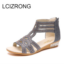 LCIZRONG/женские сандалии на танкетке в римском стиле; Летние модные пляжные сандалии; Женская обувь на танкетке 3 см; Прогулочная обувь для девочек 2024 - купить недорого