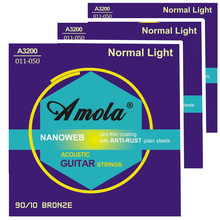 Amola a3200 011-050 cordas da guitarra acústica normal luz cordas guitarra acessórios peças 3 conjuntos 2024 - compre barato