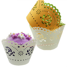 Mais novo 100 pçs oco corte a laser cupcake envolvedora forro copo de cozimento papel ferramenta cupcake muffin decoração casamento 7zsh173 2024 - compre barato