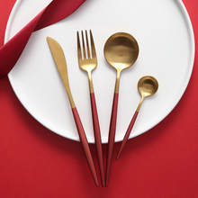 304 Stainless Steel Western Silverware cutlery Set Noble Fork Knife Dessert Dinnerware Kitchen Food Tableware Red Gold New 2024 - buy cheap