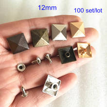 12mm Pyramid Square Rapid Rivet Stud,Rose Gold,Silver,Bronze,Black Gunmetal,Zinc Alloy DIY Findings Leathercraft Rivet -100 set 2024 - buy cheap