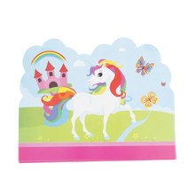 Nueva tarjeta de invitación de papel con tema de unicornio de dibujos animados para niños, suministros para fiestas de feliz cumpleaños, decoración, favores, 10 unids/lote 2024 - compra barato