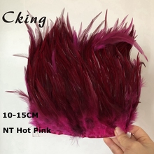 Sillín con flecos de pluma de gallo, adornos de altura de 10-15cm, álbum de recortes de pluma de gallo, cinta de costura DIY, color rosa Natural, 10M 2024 - compra barato