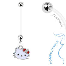 Pregnancy Belly Button Ring BABY CAT Clear Crystal 14g BioFlex Navel Piercing Maternity Jewelry Body Piercing Jewelry 2024 - buy cheap