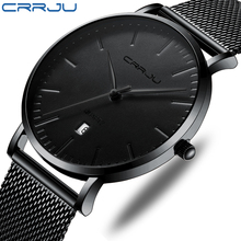 CRRJU Simple Ultra thin Quartz Watch Stainless Steel Mesh Strap Men's Watches Fashion Waterproof Clock Men Casual Wristwatches 2024 - buy cheap