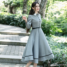 2019 Autumn/winter English Style College Elegant Style Audrey Hepburn 1960s Dress Mid-length Long-sleeved Party Dresses 2024 - buy cheap