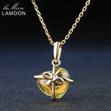 Lamoon Romantic Heart Natural Citrine 925 Sterling Silver Chain Pendant Necklace Jewelry 14K Yellow Gold Plated S925 LMNI017 2024 - buy cheap