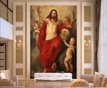 Custom 3d mural European oil painting religious mural Jesus Angel background 3D custom living room Hotel wallpaper mural 2024 - buy cheap