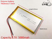 Li-po 1 шт./лот 7555103 3,7 V 5000mAh полимерный литий-полимерный аккумулятор для GPS 2024 - купить недорого