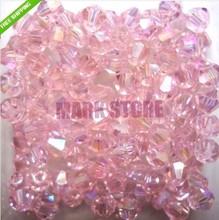 Cuentas de cristal facetado bicono, abalorios de cristal de 4mm, revestimiento AB rosa para fabricación de joyas artesanales, 600 Uds., envío gratis 2024 - compra barato