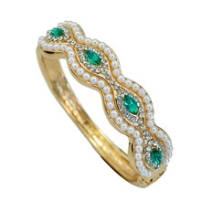 2018 Elegance Women Daily Wear White Beads Green Spring Color Marquise Crystal Bangle 2024 - buy cheap