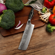 Sunnecko-cuchillo japonés de acero damasco Nakiri de 7 pulgadas, hoja de núcleo VG10, cuchillos de cocina afilados para cortar carne y verduras, mango de madera Pakka 2024 - compra barato