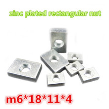 100pcs m6*18*11*4 steel with white zinc rectangular nut square nut for aluminium profile accessories 2024 - buy cheap
