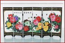( Mini ) Exquisite Chinese Classical Lacquer Painting Folding Screen of Beautiful Blooming Peony Flowers 2024 - buy cheap