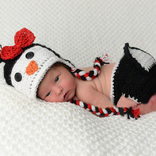 Penguin Newborn Photo Prop Crochet Pattern Baby Hat and Diaper Cover Set Toddler Cartoon Costume Outfit 1set H165 2024 - buy cheap