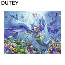 5D Diamond Mosaic Diy Diamond Painting Cross Stitch Mermaid and Dolphin Diamond Embroidery Patterns Rhinestone Picture 2024 - buy cheap