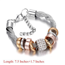 New Fashion Entwined Metal Bracelets & Bangles Handmade Crystal Bracelets for Women With Rhinestone Stones Jewelry 2024 - buy cheap