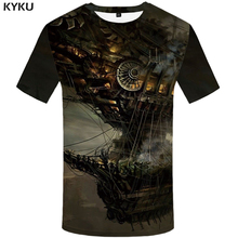 Мужская футболка с космическим аппаратом KYKU, черная футболка в стиле хип-хоп, с 3d изображением гор, одежда для улицы, 2018 2024 - купить недорого