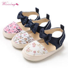 Lovely Flower Print Bow Canvas baby Shoes summer soft sole first walkers party princess girl shoe 2024 - buy cheap