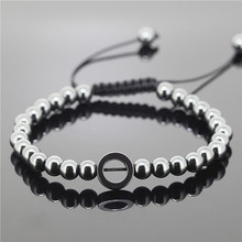 1pc men Bracelets,Micro black  round & 6mm Round Beads Braiding Macrame Bracelet For Men and Women 2024 - buy cheap